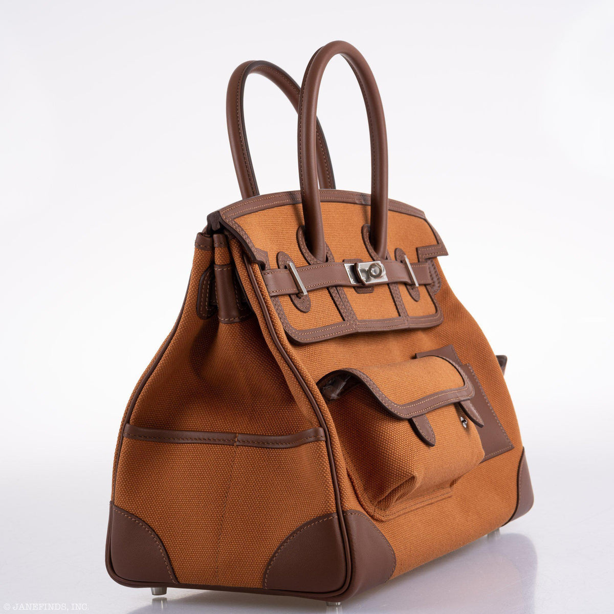 Hermes Birkin Cargo 35 Marron d’Inde Swift & Gold Canvas Palladium Hardware