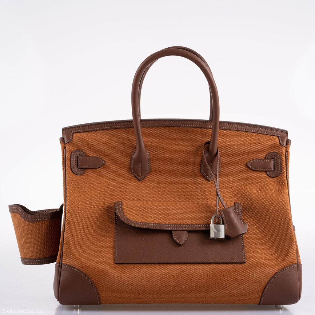 Hermes Birkin Cargo 35 Marron d’Inde Swift & Gold Canvas Palladium Hardware