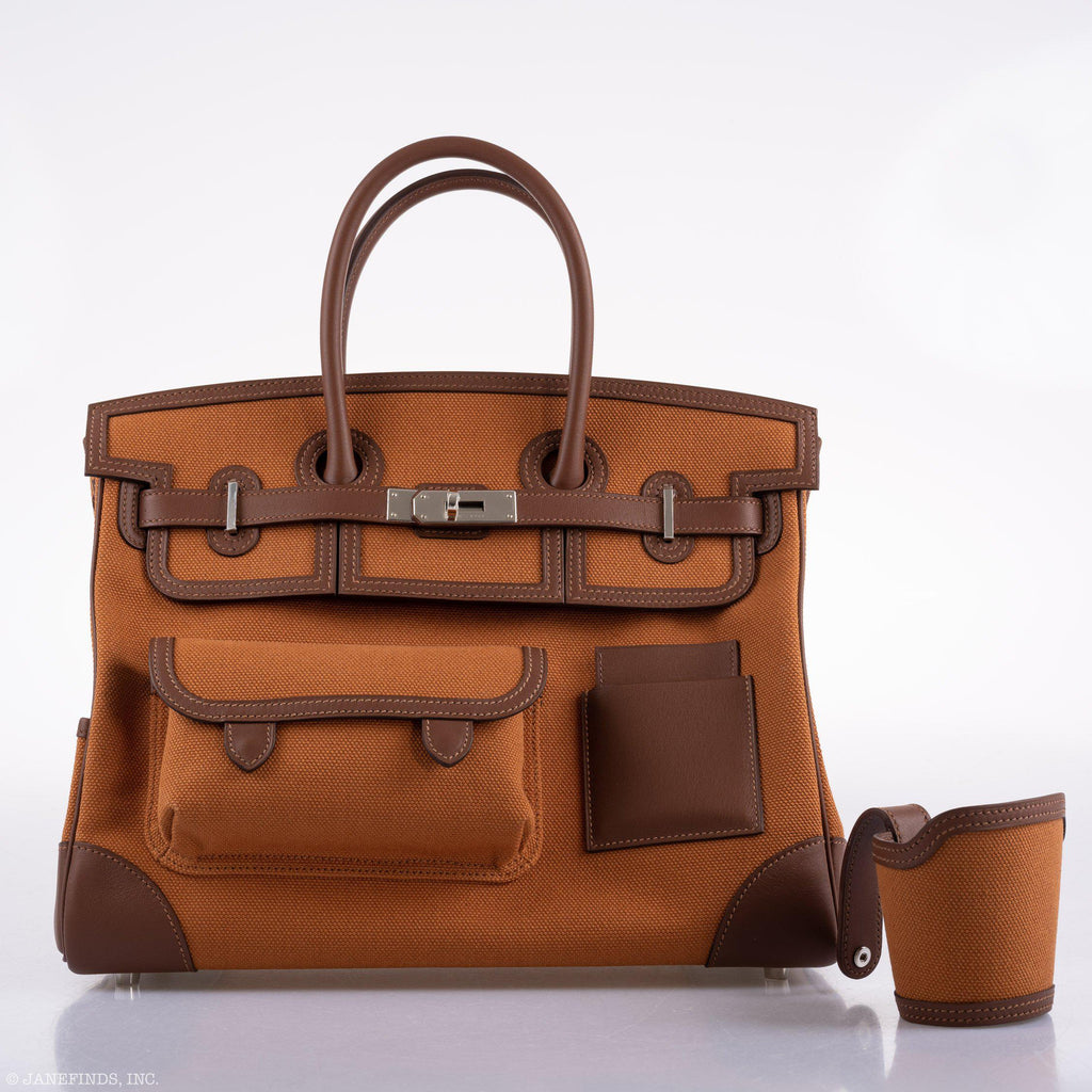 Hermes Birkin Cargo 35 Marron d’Inde Swift & Gold Canvas Palladium Hardware