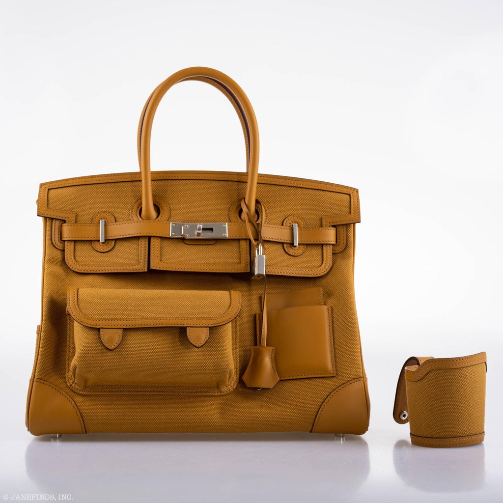 Hermes Birkin Cargo 35 Sesame Swift & Canvas Palladium Hardware