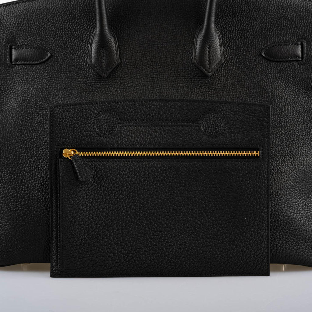Hermes Birkin Pochette Backpocket Black Swift With Palladium Hardware