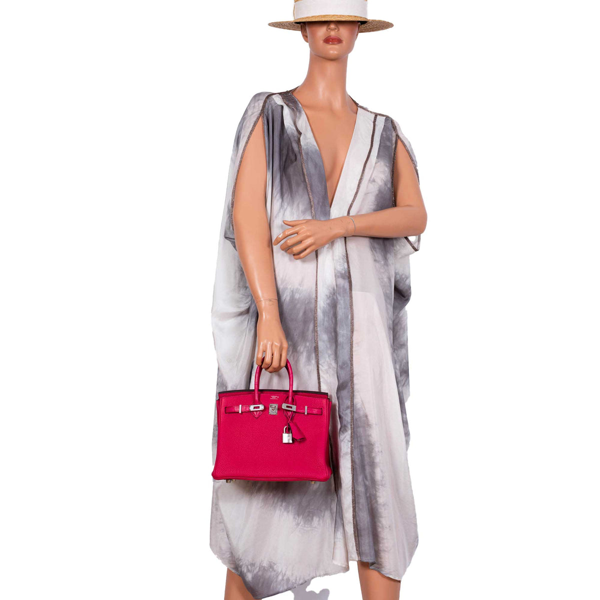 Hermes Birkin Touch 25 Framboise Togo & Matte Alligator Palladium Hardware
