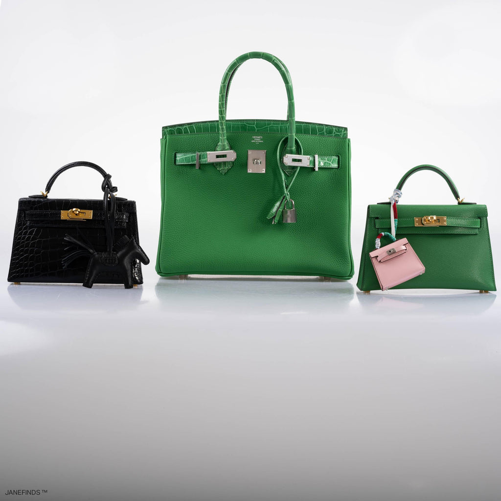 Hermes Birkin Touch 30 Bambou (Bamboo) Togo & Cactus Niloticus Crocodile Palladium Hardware