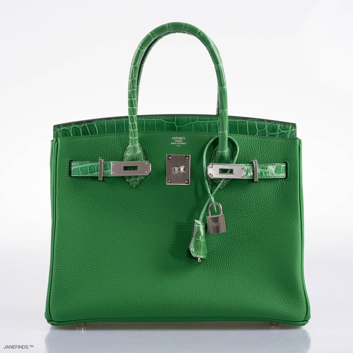 Hermes Birkin Touch 30 Bambou (Bamboo) Togo & Cactus Niloticus Crocodile Palladium Hardware
