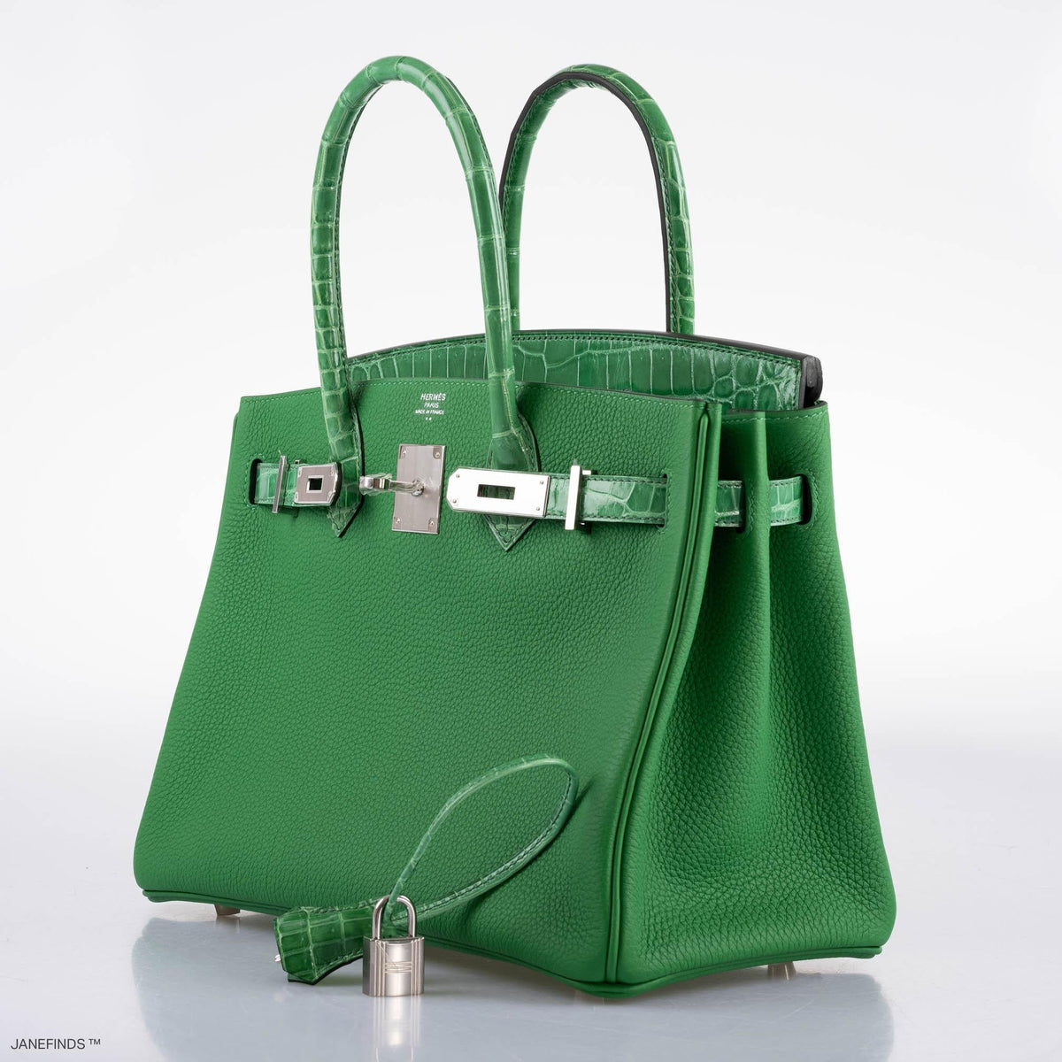 Hermes Birkin Touch 30 Bambou (Bamboo) Togo & Cactus Niloticus Crocodile Palladium Hardware