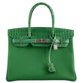 Hermes Birkin Touch 30 Bambou (Bamboo) Togo & Cactus Niloticus Crocodile Palladium Hardware