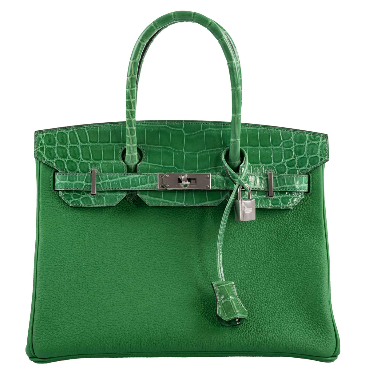 Hermes Birkin Touch 30 Bambou (Bamboo) Togo & Cactus Niloticus Crocodile Palladium Hardware