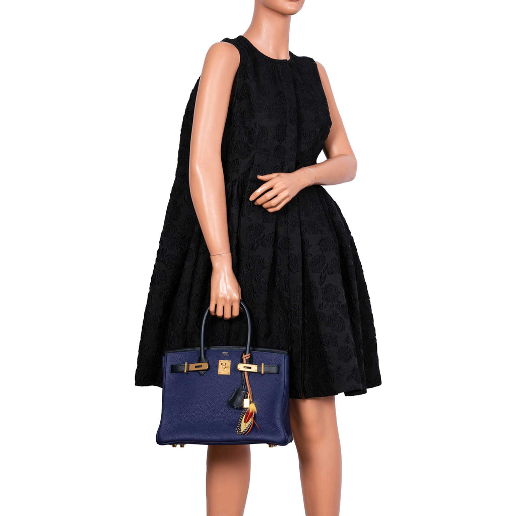 Hermes Birkin Touch 30 Bleu Encre Sombrero & Bleu Obscur Taurillon Clemence Gold Hardware