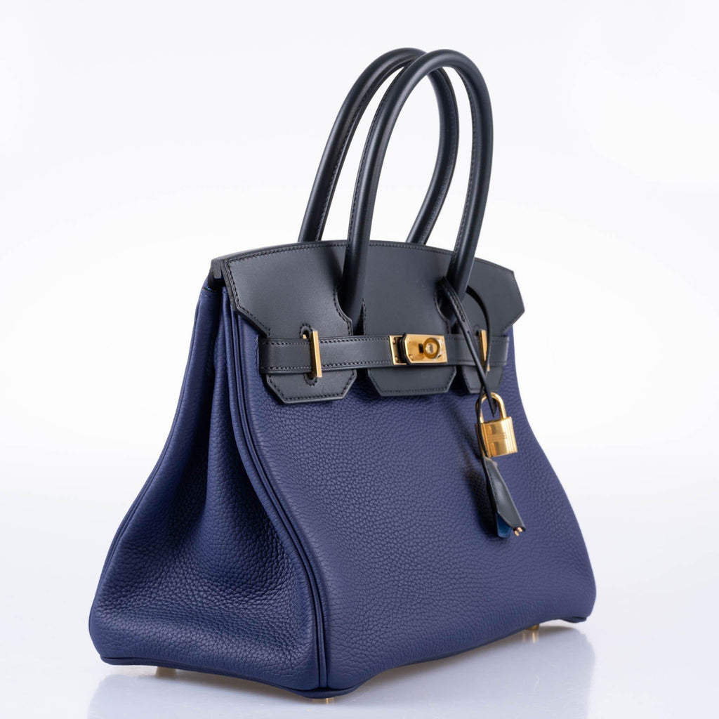 Hermes Birkin Touch 30 Bleu Encre Sombrero & Bleu Obscur Taurillon Clemence Gold Hardware