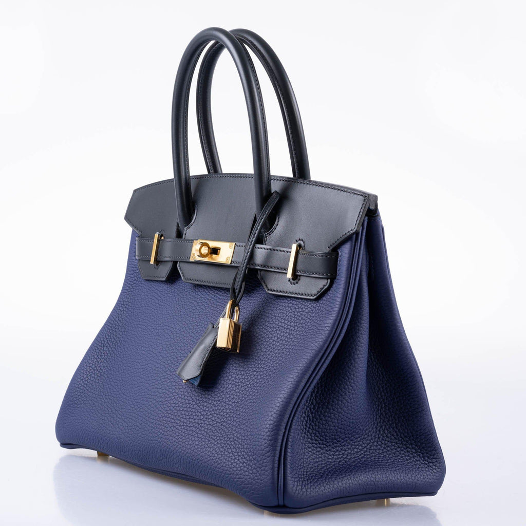 Hermes Birkin Touch 30 Bleu Encre Sombrero & Bleu Obscur Taurillon Clemence Gold Hardware
