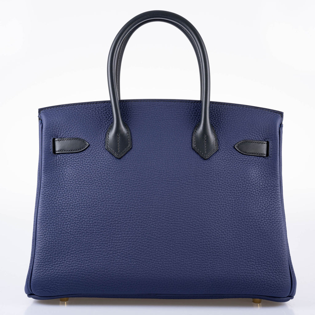 Hermes Birkin Touch 30 Bleu Encre Sombrero & Bleu Obscur Taurillon Clemence Gold Hardware