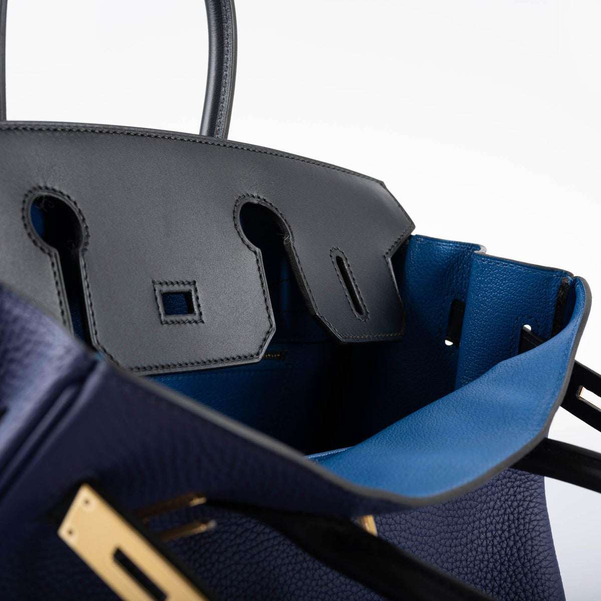 Hermes Birkin Touch 30 Bleu Encre Sombrero & Bleu Obscur Taurillon Clemence Gold Hardware