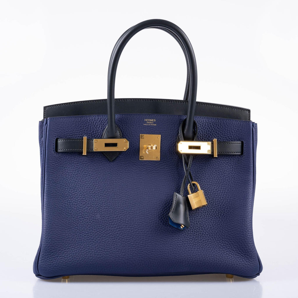 Hermes Birkin Touch 30 Bleu Encre Sombrero & Bleu Obscur Taurillon Clemence Gold Hardware