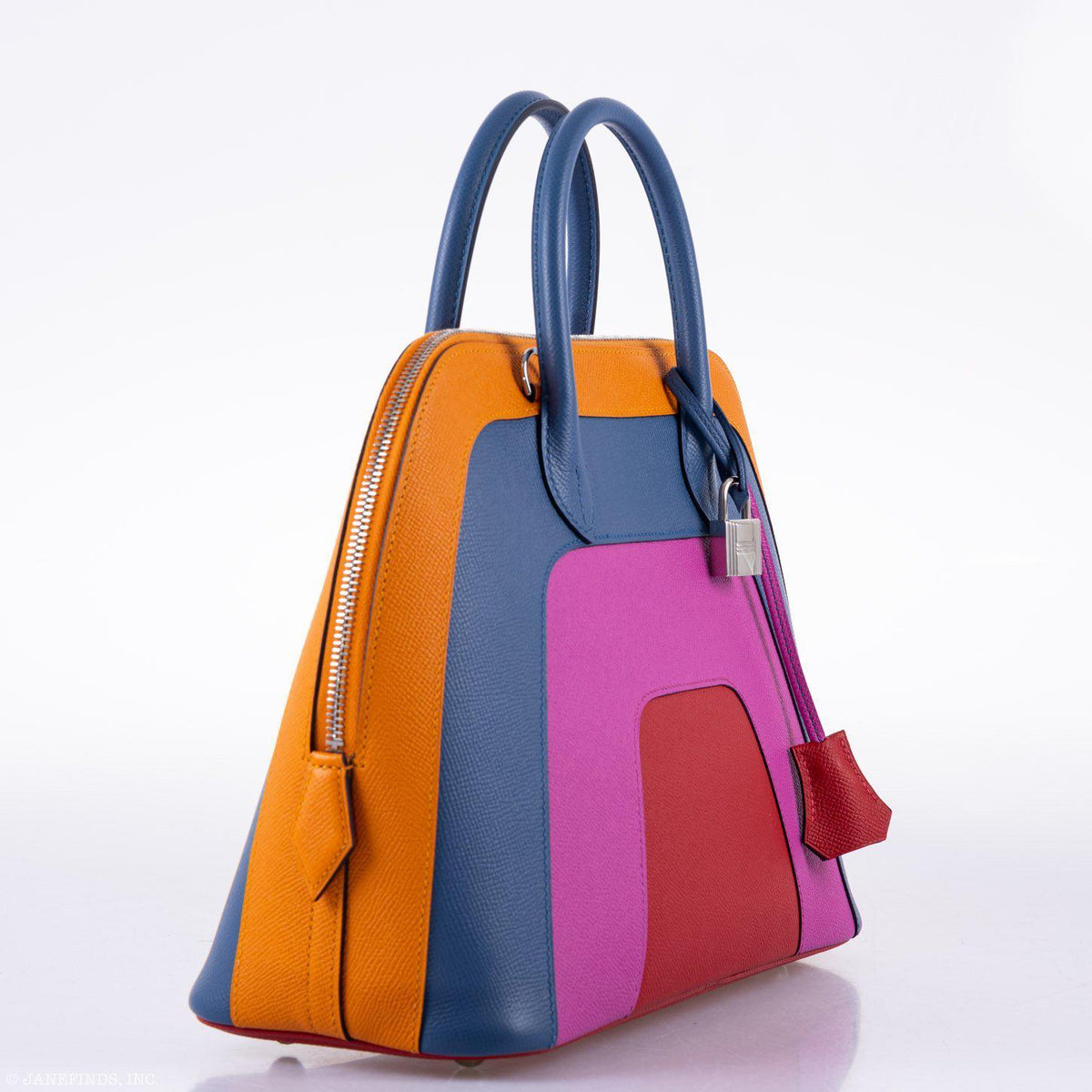 Hermes Bolide 1923 30 Rainbow Bag "Sunset" Epsom Palladium Hardware