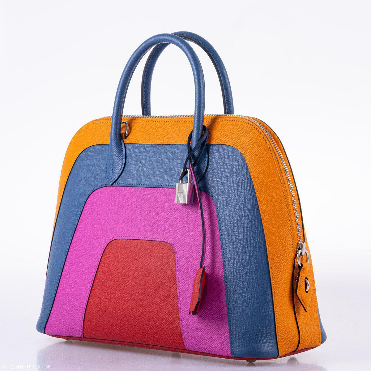 Hermes Bolide 1923 30 Rainbow Bag "Sunset" Epsom Palladium Hardware