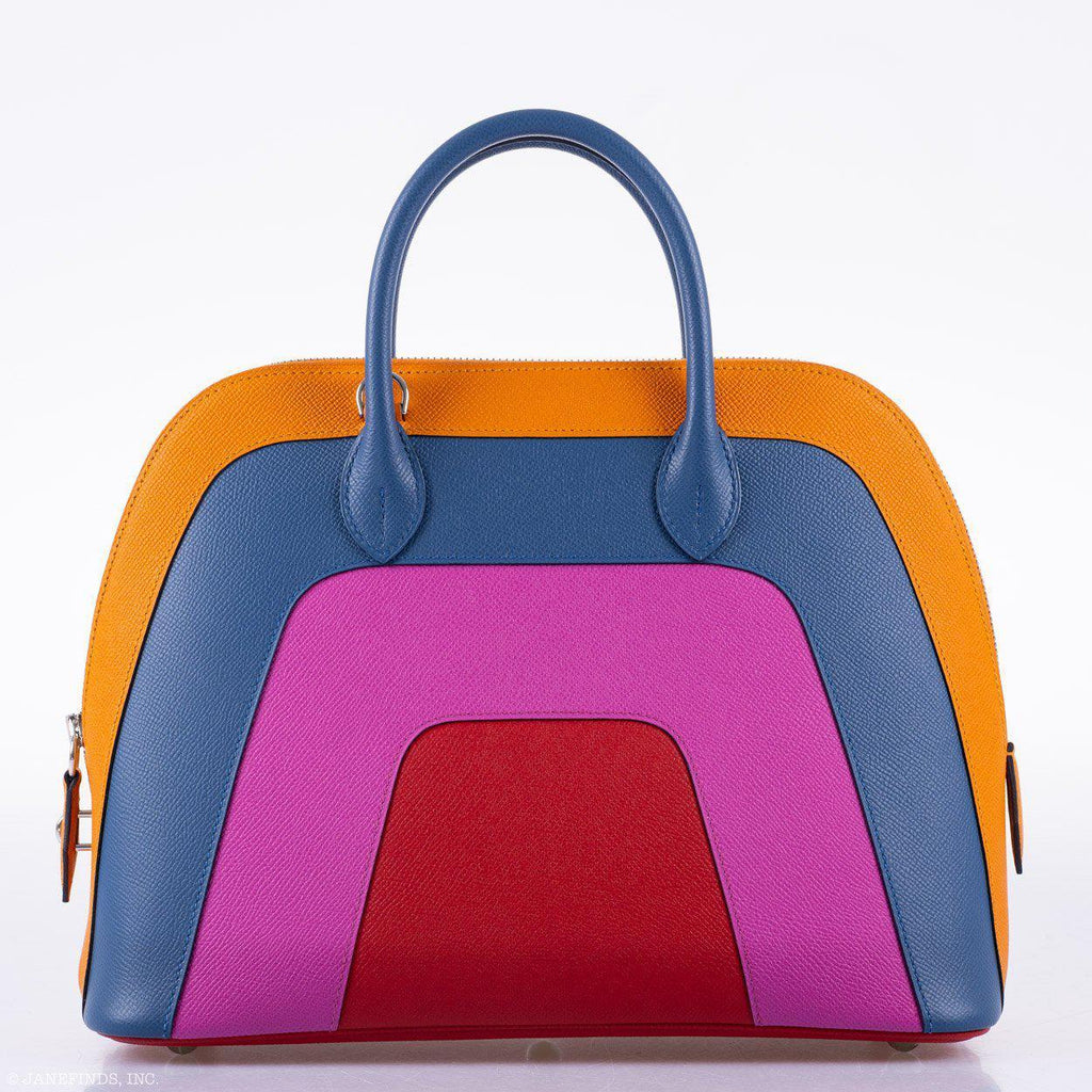 Hermes Bolide 1923 30 Rainbow Bag "Sunset" Epsom Palladium Hardware