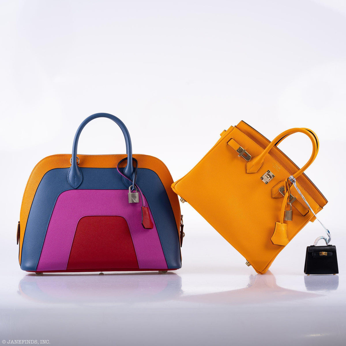 Hermes Bolide 1923 30 Rainbow Bag "Sunset" Epsom Palladium Hardware
