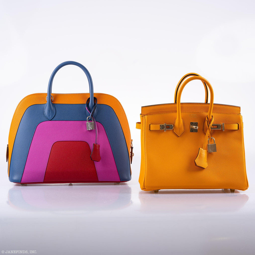 Hermes Bolide 1923 30 Rainbow Bag "Sunset" Epsom Palladium Hardware