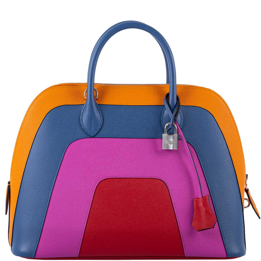 Hermes Bolide 1923 30 Rainbow Bag "Sunset" Epsom Palladium Hardware
