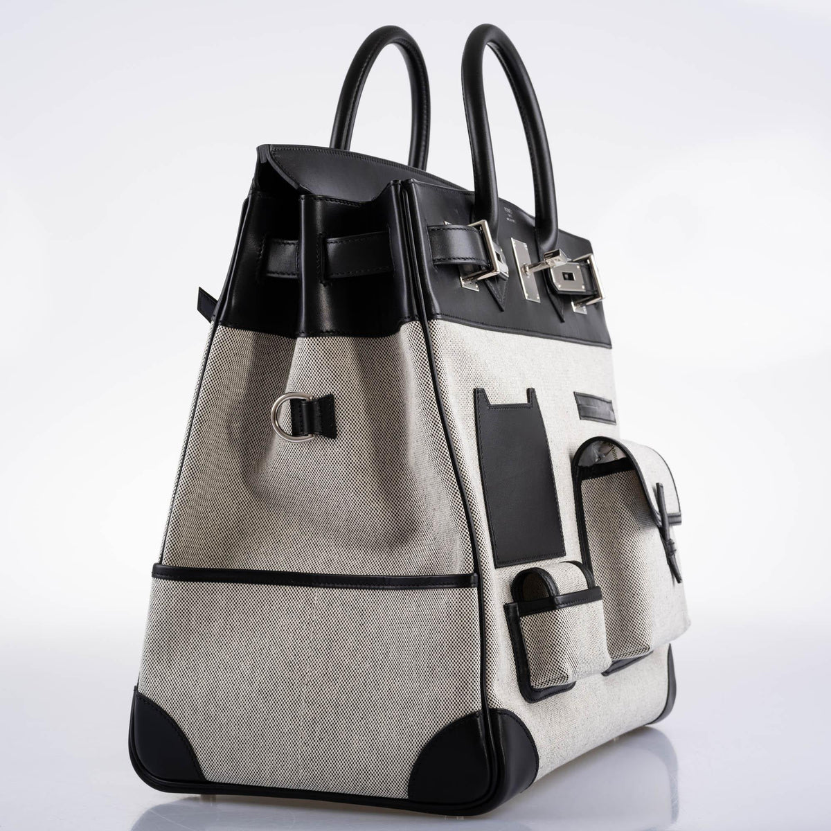 Hermes Cargo HAC Birkin 40 Black Box & Toile with Palladium Hardware
