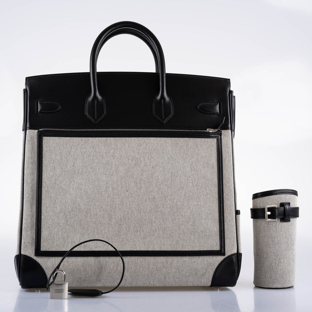 Hermes Cargo HAC Birkin 40 Black Box & Toile with Palladium Hardware