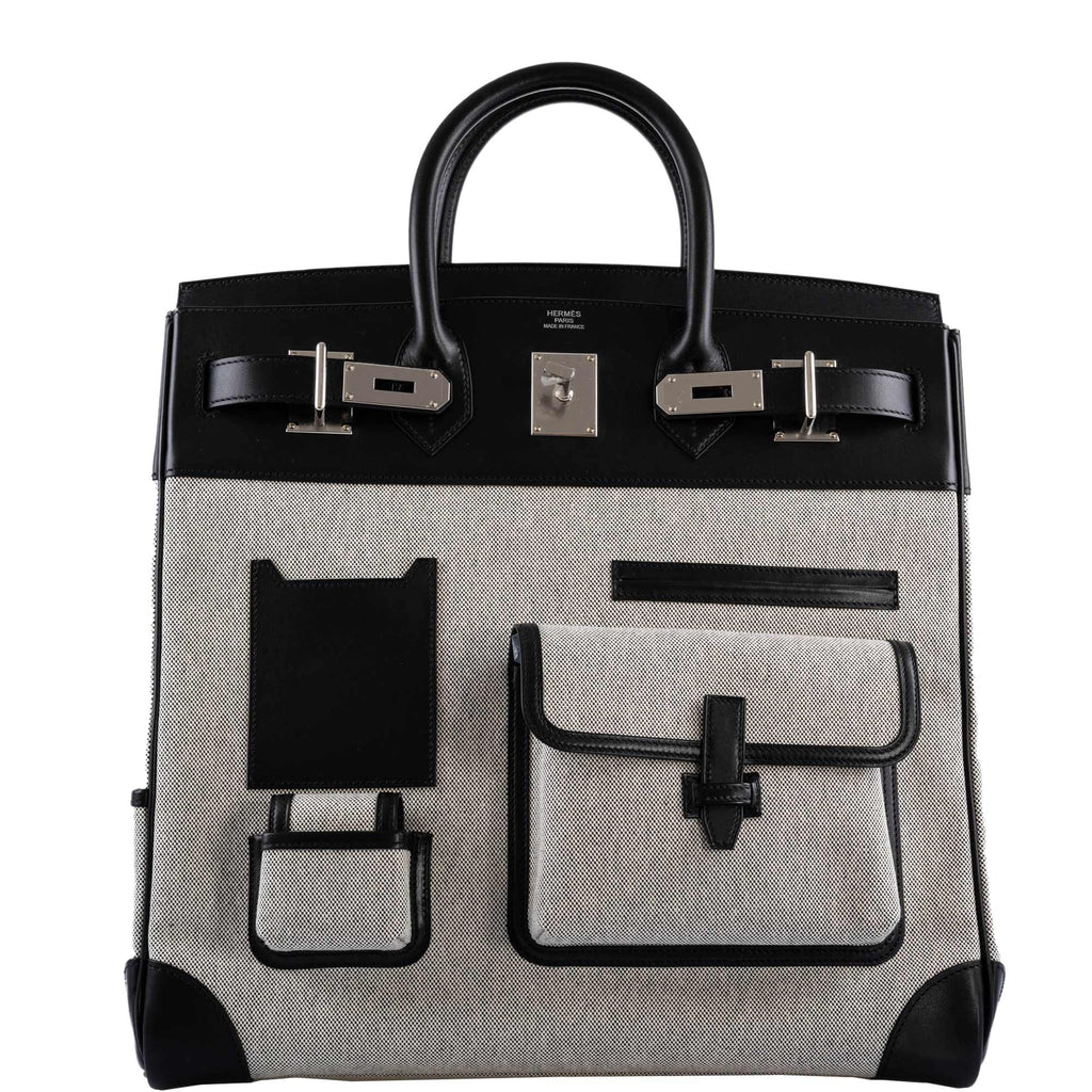 Hermes Cargo HAC Birkin 40 Black Box & Toile with Palladium Hardware