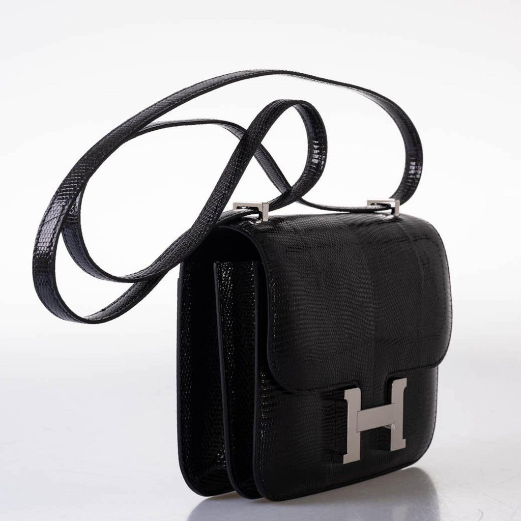 Hermes Constance 18 Black Salvator Lizard Palladium Hardware