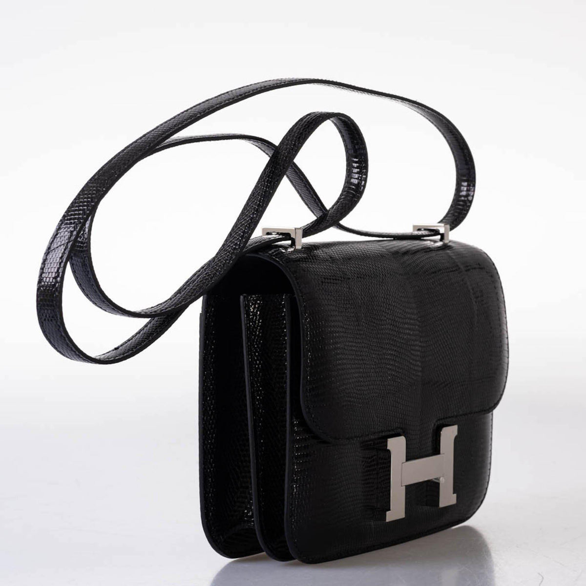 Hermes Constance 18 Black Salvator Lizard Palladium Hardware