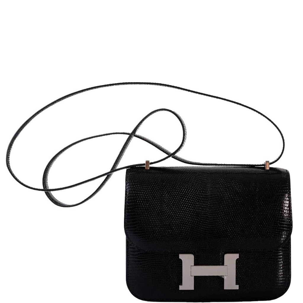 Hermes Constance 18 Black Salvator Lizard Palladium Hardware