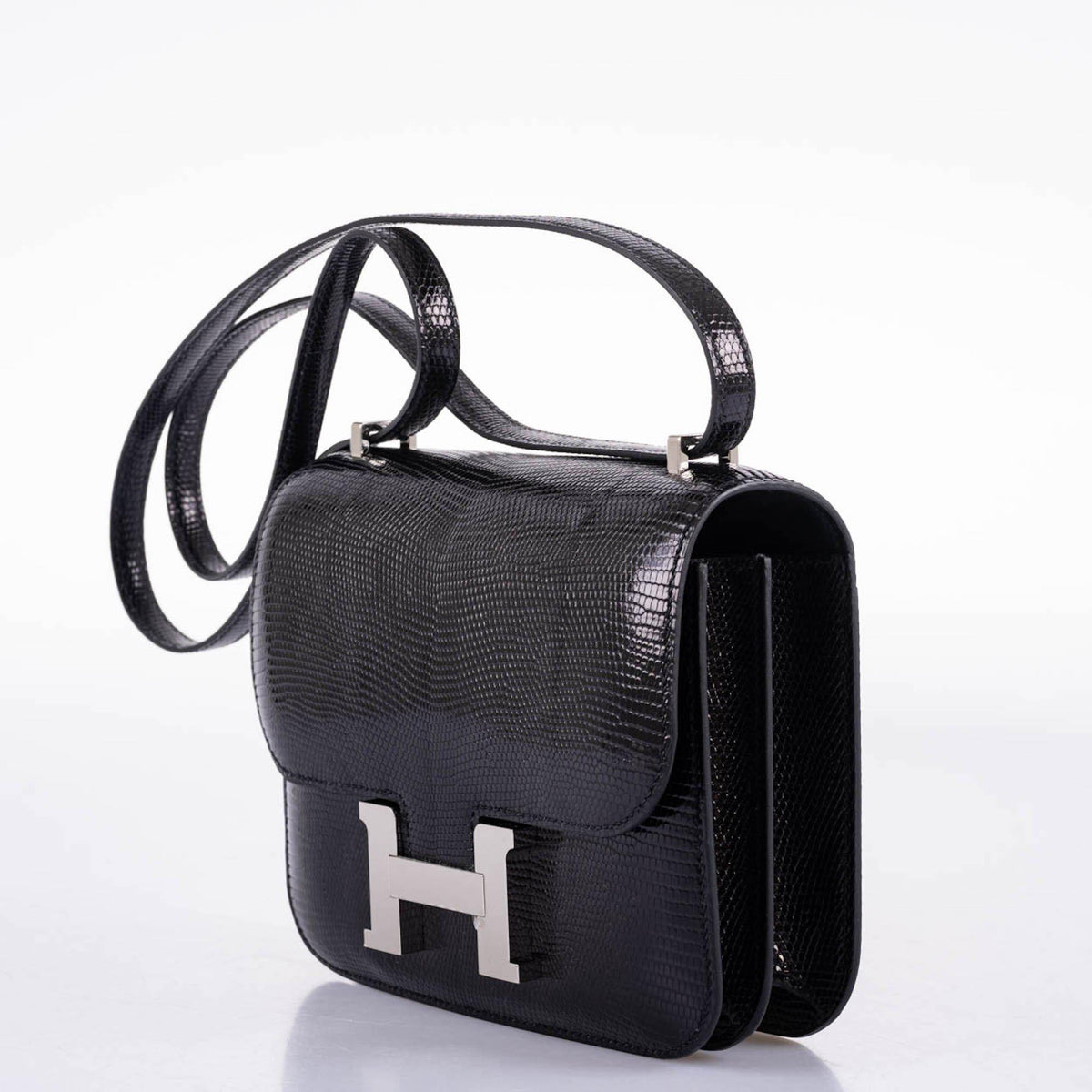 Hermes Constance 18 Black Salvator Lizard Palladium Hardware