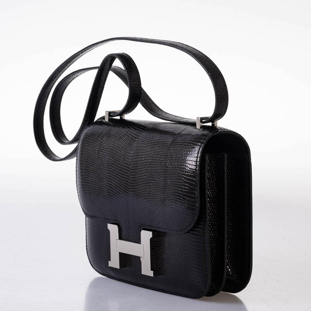 Hermes Constance 18 Black Salvator Lizard Palladium Hardware