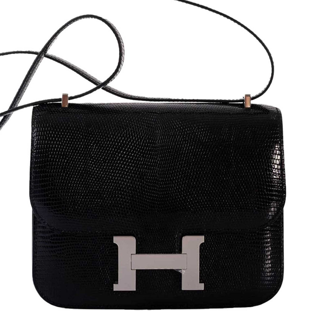 Hermes Constance 18 Black Salvator Lizard Palladium Hardware