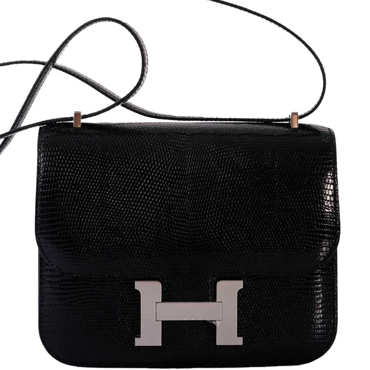 Hermes Constance 18 Black Salvator Lizard Palladium Hardware