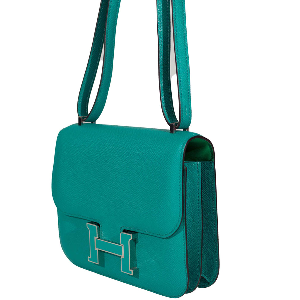 Hermes Constance 18 Blue Paon Verso Menthe Epsom Palladium Hardware