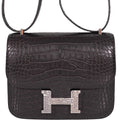 Hermes Constance 18 Mini Black Noir Matte Alligator with Lizard Buckle Palladium Hardware