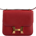 Hermes Constance 18 Rouge Casaque Tadelakt leather Gold Hardware