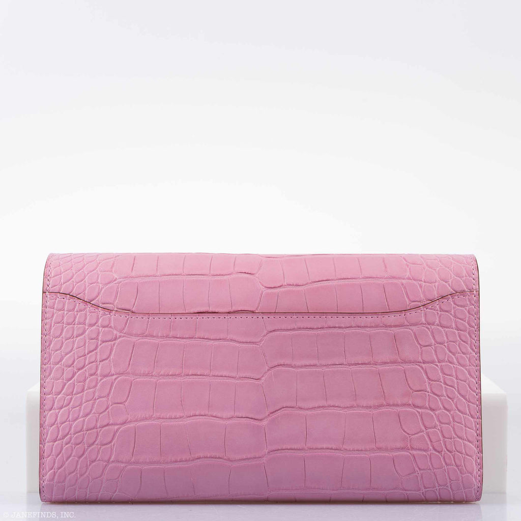 Hermes Constance Long Wallet Bubblegum Pink 5P Matte Alligator Palladium Hardware