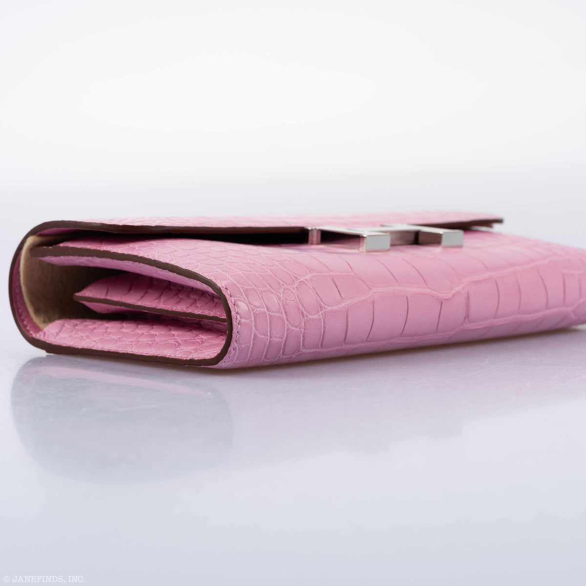 Hermes Constance Long Wallet Bubblegum Pink 5P Matte Alligator Palladium Hardware