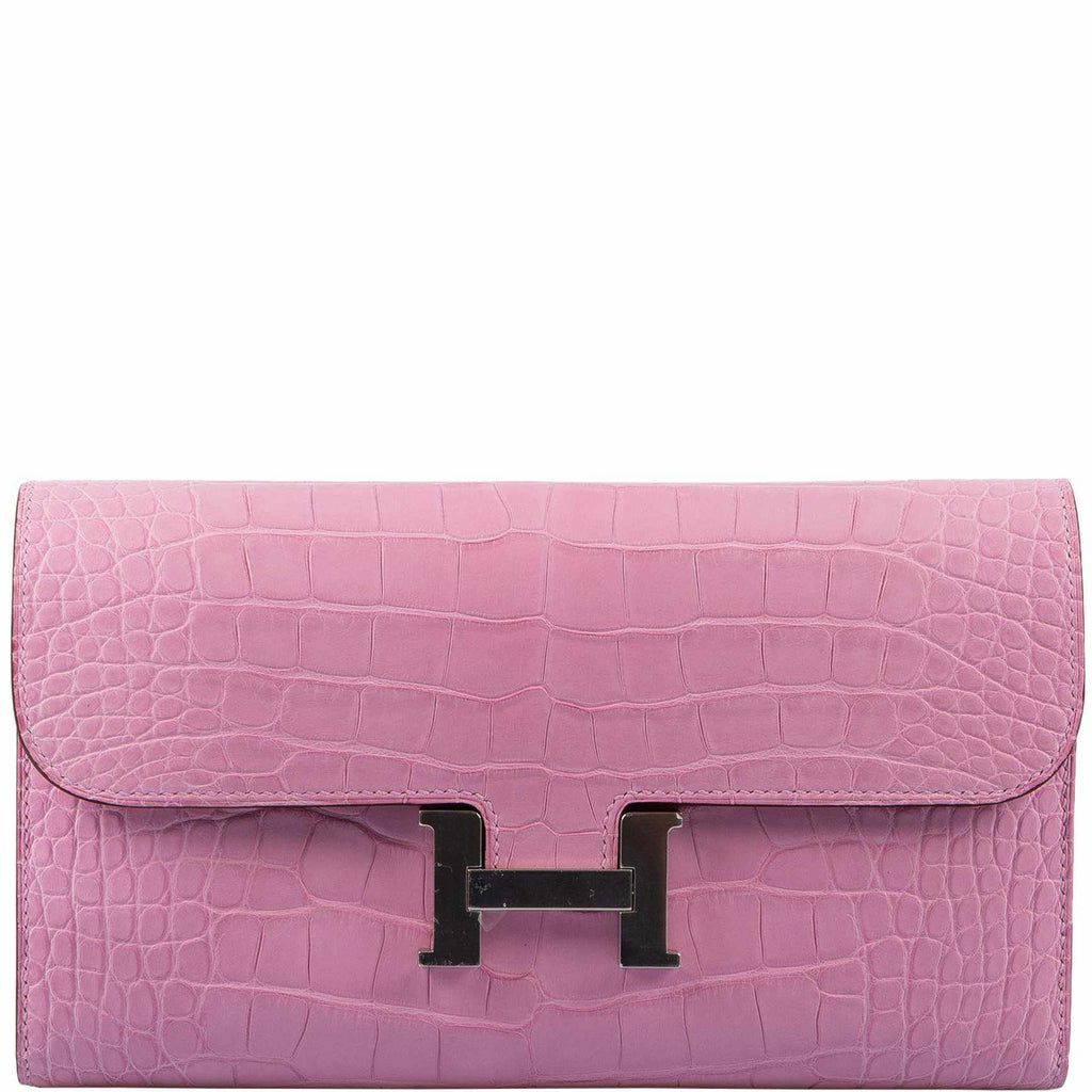 Hermes Constance Long Wallet Bubblegum Pink 5P Matte Alligator Palladium Hardware