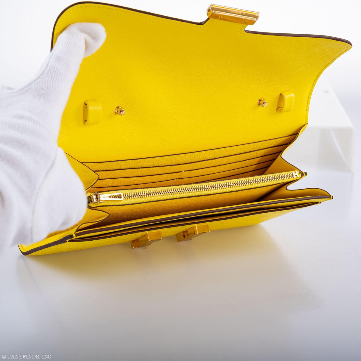 Hermes Constance Long to Go Wallet Citron Ostrich Gold Hardware