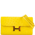 Hermes Constance Long to Go Wallet Citron Ostrich Gold Hardware