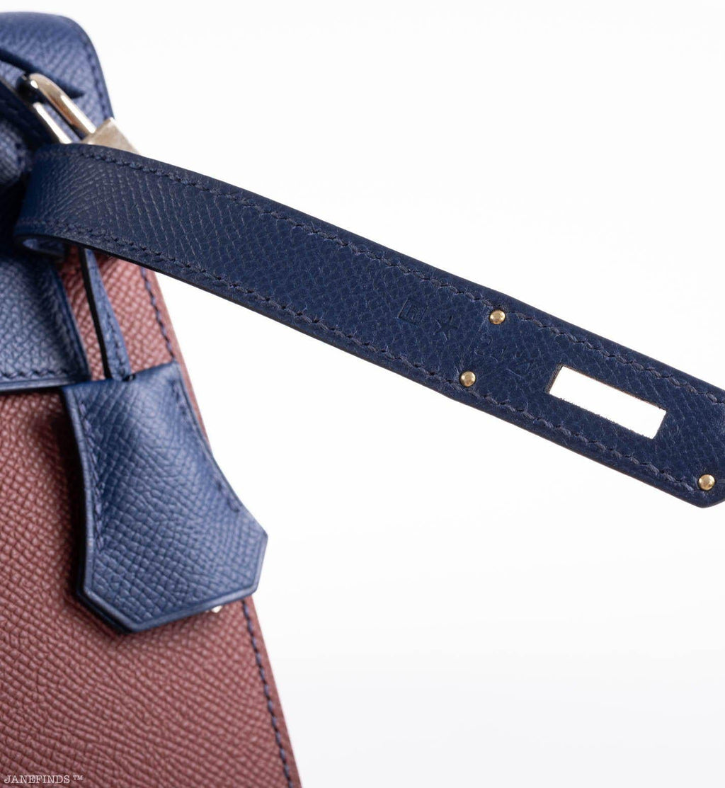 Hermes Flag Kelly 35 Sellier Blue Saphir & Rouge H Epsom Palladium Hardware
