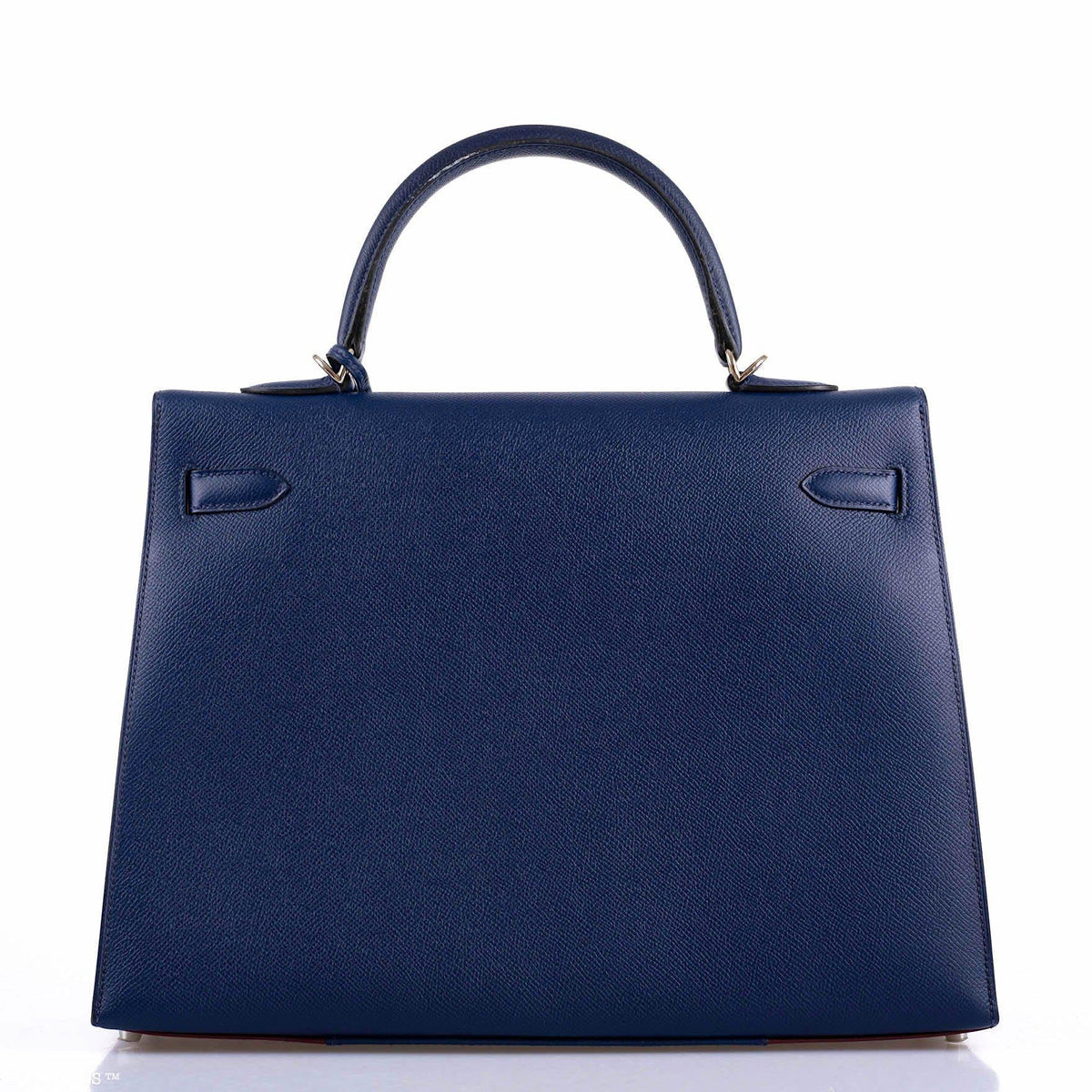 Hermes Flag Kelly 35 Sellier Blue Saphir & Rouge H Epsom Palladium Hardware