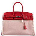 Hermes Fray Fray Birkin 35 Rouge de Cour Swift & Toile H with Palladium Hardwar
