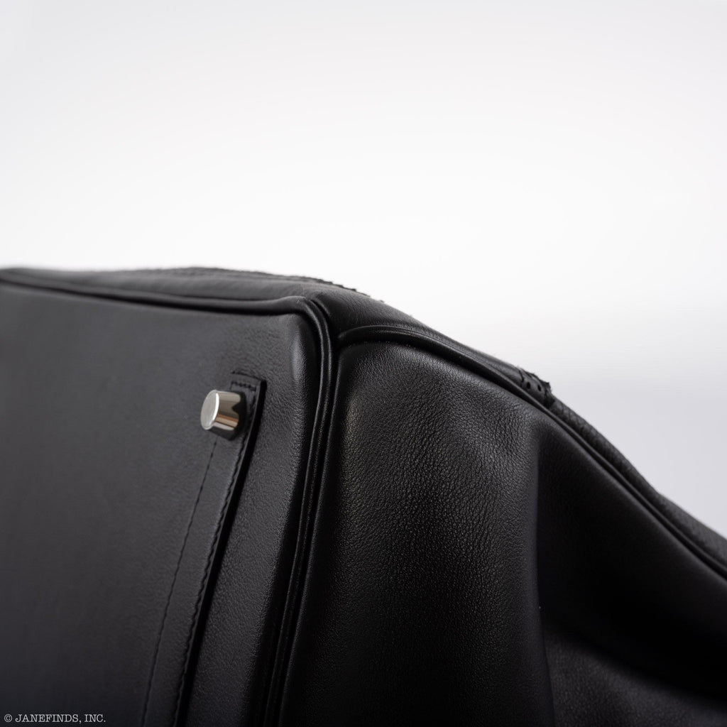 Hermes Ghillies Birkin 35 Black Togo & Evergrain with Palladium Hardware