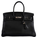 Hermes Ghillies Birkin 35 Black Togo & Evergrain with Palladium Hardware