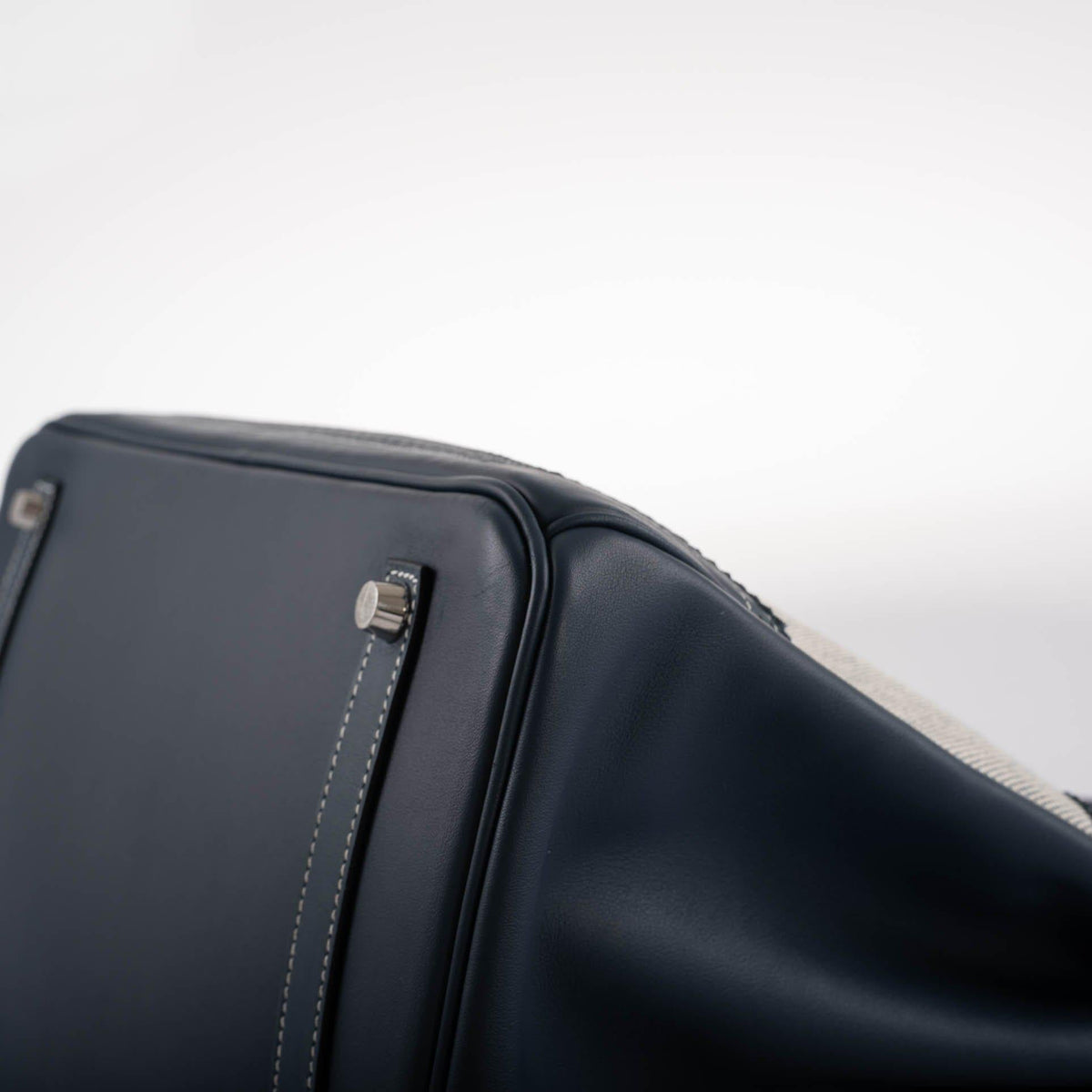 Hermes Ghillies Birkin 35 Blue de Prusse Swift & Toile with Palladium Hardware