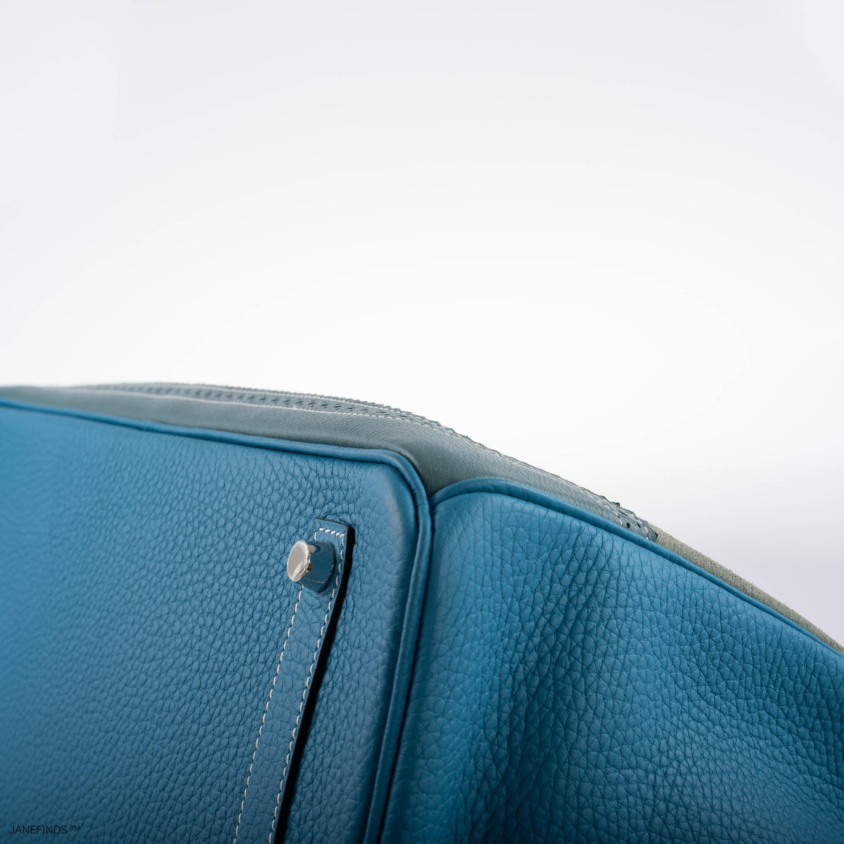 Hermes Ghillies Birkin 35 Ciel Doblis, Turquoise Togo & Blue Jean Swift with Palladium Hardware