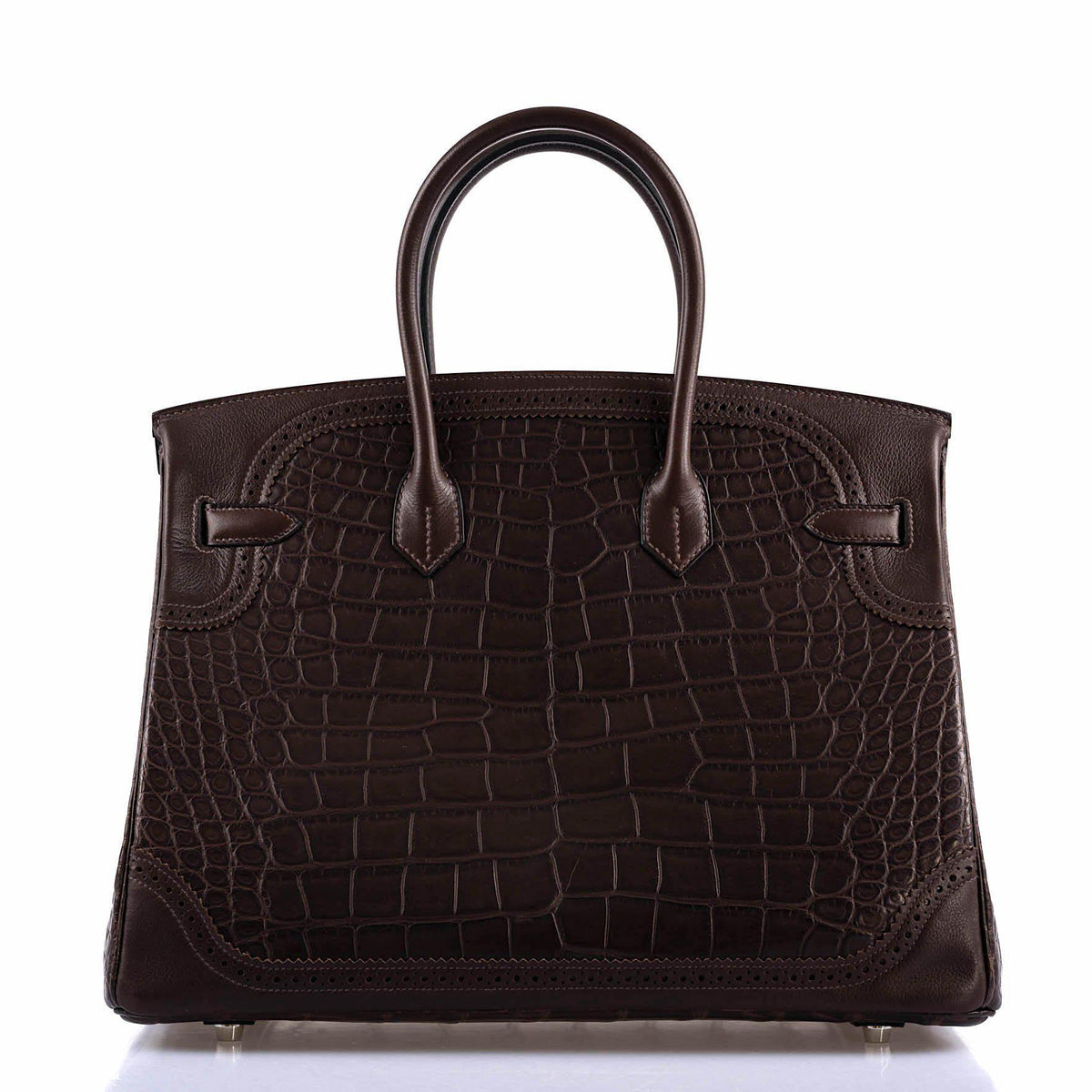 Hermes Ghillies Birkin 35 Matte Ebene Alligator & Swift with Palladium Hardware