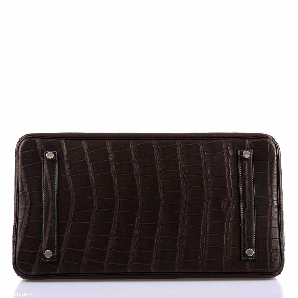 Hermes Ghillies Birkin 35 Matte Ebene Alligator & Swift with Palladium Hardware